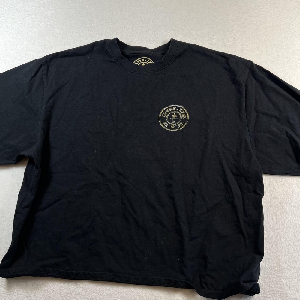 Gold's Gym Shirt Mens 2XL Black Venice California Mecca Crop Boxy Fitness